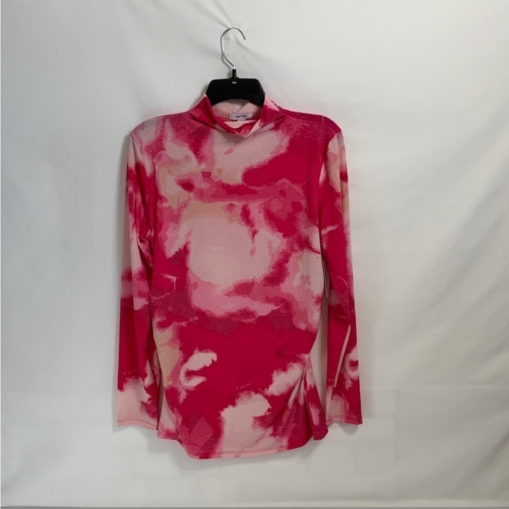Nine West Tie-Dye Pink Cloudwash Mockneck Long Sleeve Sz S NWT - Picture 3 of 10
